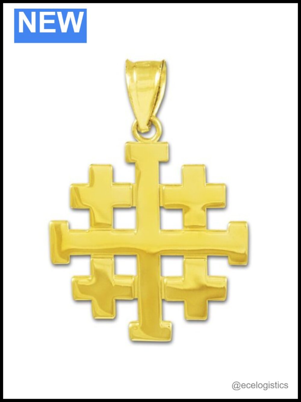 10k Gold Templar Crusaders Jerusalem Cross Pendant